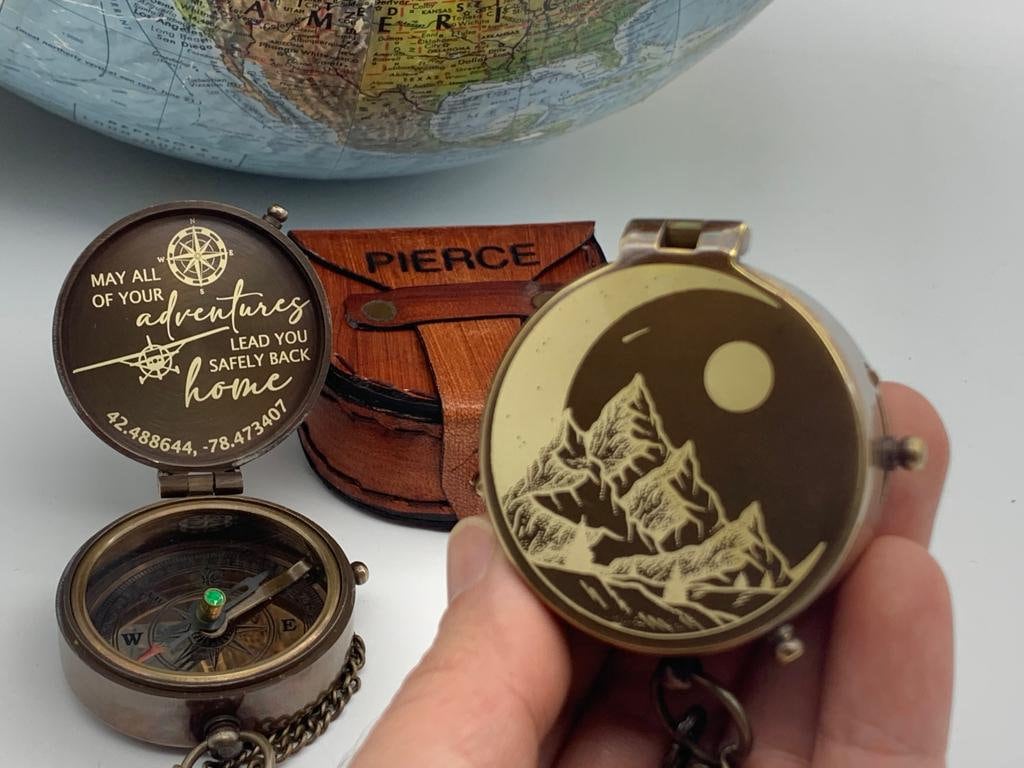 Gravierter Kompass, Personalisiertes Geschenk, Geschenk für Papa, Geschenk für Ehemann, Geschenk für Freund, Taufgeschenk Kompass, Vatertagsgeschenk, Papageschenk