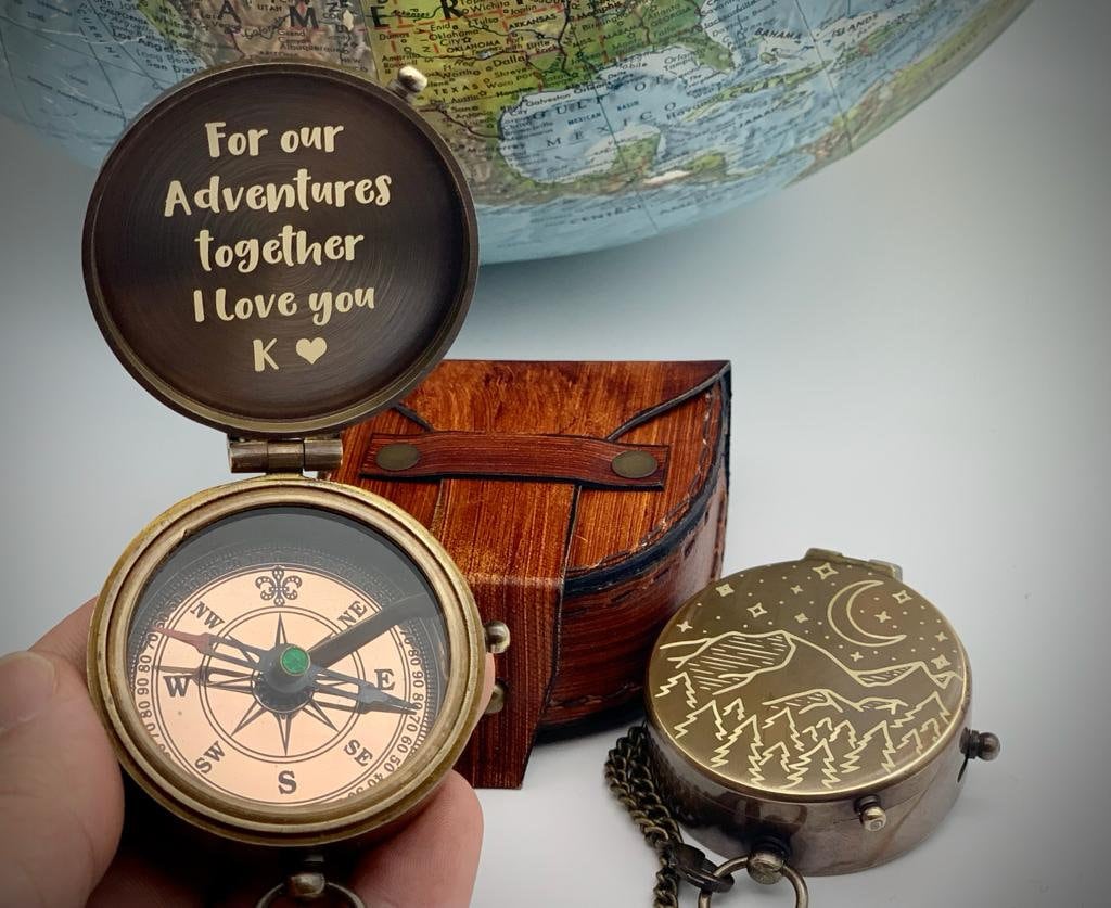 Personalised Brass Compass, Wedding gift, Anniversary Gift for men, gift for husband, Father's Day gift, Gift For Dad,Outdoor adventure gift