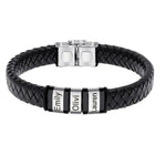 Personalisiertes Herrenarmband aus Leder und Edelstahl mit Gravur, Vatertagsgeschenk, Geschenk für Papa, graviertes Armband, Geschenk für ihn, Geschenk für den Freund
