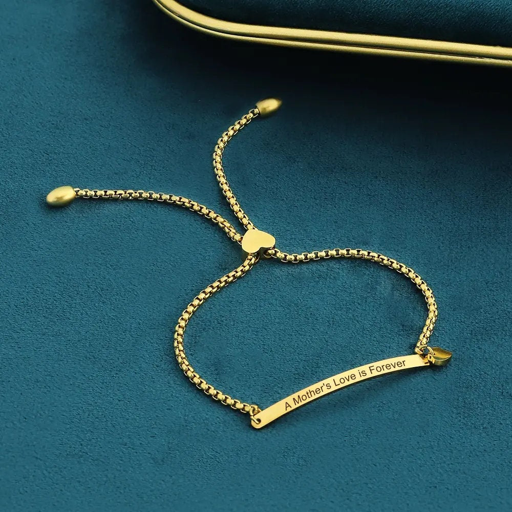 Bracelet personnalisé gravé pour elle avec nom emoji cadeau personnalisé pour maman sœur demoiselle d'honneur tante petite amie cadeau de Noël