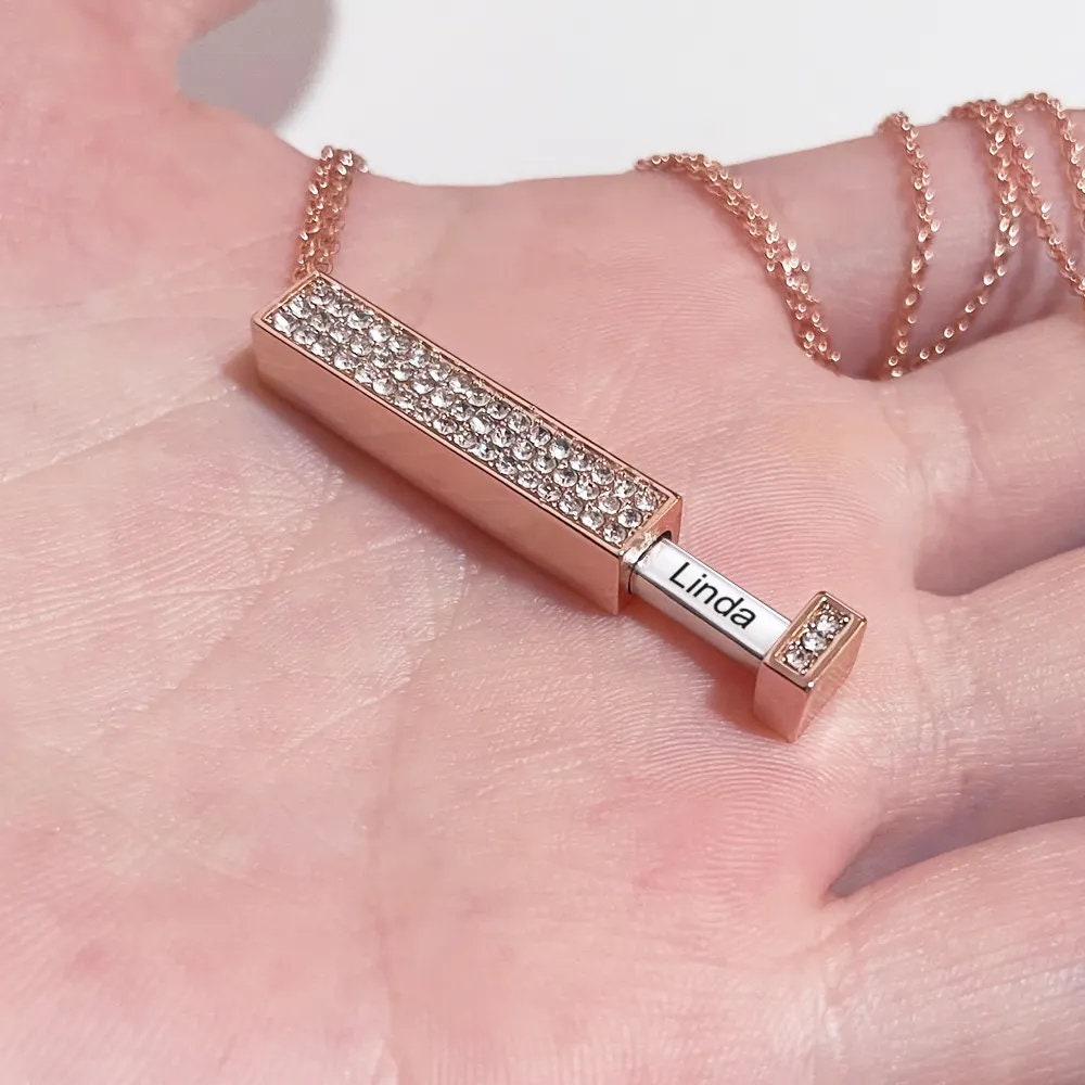 Customized Engraved Necklace, Double Layer Necklace, Rectangle Bar Pendant Necklace, Personalised necklace, Christmas Gift, Gift for Her,