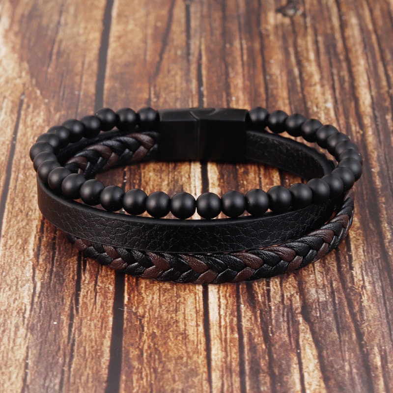 Bracelet en cuir gravé personnalisé pour homme - Cadeau fête des pères - Papa, petit ami, père, cadeau de Noël, cadeau d'anniversaire, cadeau pour lui