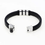 Personalisiertes Herrenarmband aus Leder und Edelstahl mit Gravur, Vatertagsgeschenk, Geschenk für Papa, graviertes Armband, Geschenk für ihn, Geschenk für den Freund