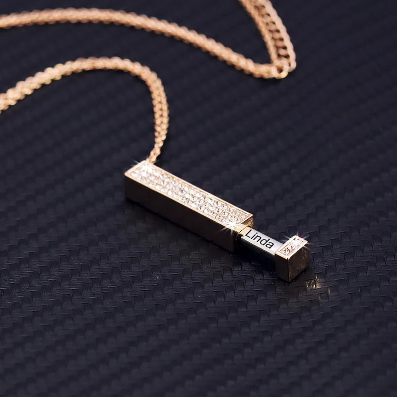 Customized Engraved Necklace, Double Layer Necklace, Rectangle Bar Pendant Necklace, Personalised necklace, Christmas Gift, Gift for Her,