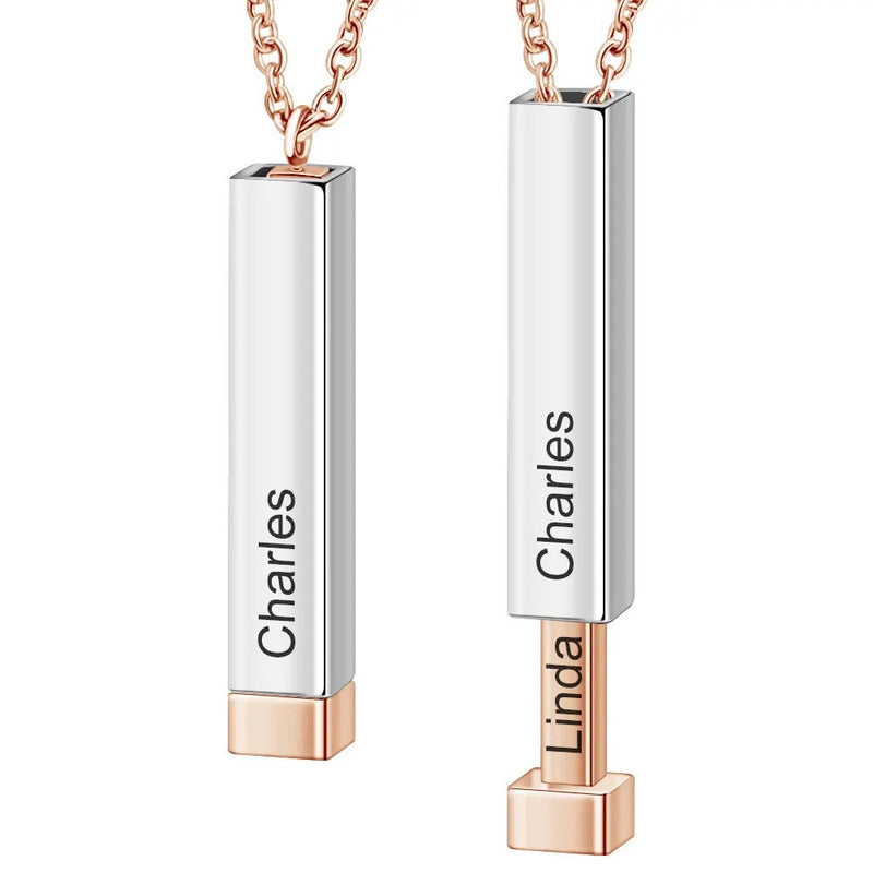 Customized Double Layer Rectangle Bar Pendant Necklace With Engraved Names, Personalised necklace, Christmas Gift, Gift for Her,gift for mom