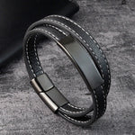 Leder Edelstahl Herren Armband mit Gravur - Vatertagsgeschenk - Papa, Papa, Freund, Vater, Weihnachtsgeschenk, Jubiläumsgeschenk