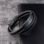 Leder Edelstahl Herren Armband mit Gravur - Vatertagsgeschenk - Papa, Papa, Freund, Vater, Weihnachtsgeschenk, Jubiläumsgeschenk