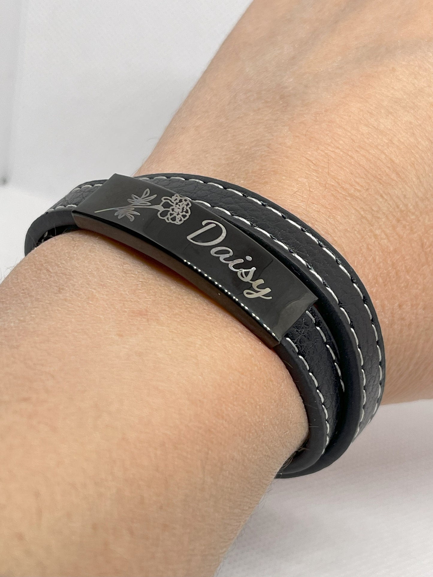 Leder Edelstahl Herren Armband mit Gravur - Vatertagsgeschenk - Papa, Papa, Freund, Vater, Weihnachtsgeschenk, Jubiläumsgeschenk