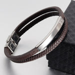 Leder Edelstahl Herren Armband mit Gravur, Vatertagsgeschenk, Papa Papa Vater Freundin, Geschenk für ihn, Geschenk für Freund