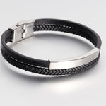 Leder Edelstahl Herren Armband mit Gravur, Vatertagsgeschenk, Papa Papa Vater Freundin, Geschenk für ihn, Geschenk für Freund