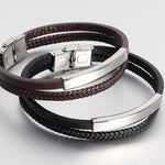 Leder Edelstahl Herren Armband mit Gravur, Vatertagsgeschenk, Papa Papa Vater Freundin, Geschenk für ihn, Geschenk für Freund