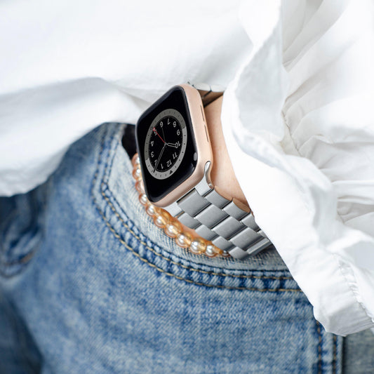 Custom Stainless Steel Apple Watch Band: Gift for Mom Dad