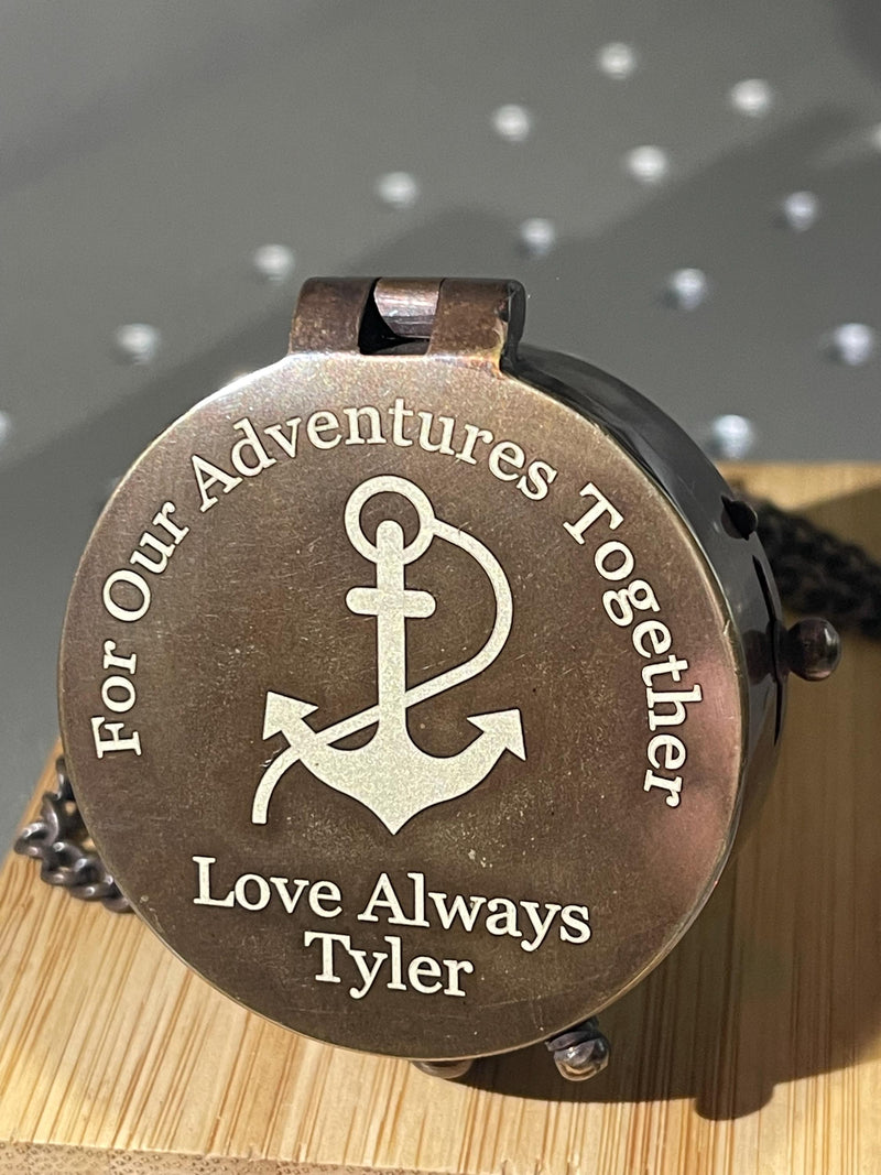 Personalised Brass Compass, Wedding gift, Anniversary Gift men, gift for husband, Gift for Dad, Outdoor Gift,Father's Day gift, gift for her