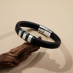 Personalisiertes Herrenarmband aus Leder und Edelstahl mit Gravur, Vatertagsgeschenk, Geschenk für Papa, graviertes Armband, Geschenk für ihn, Geschenk für den Freund